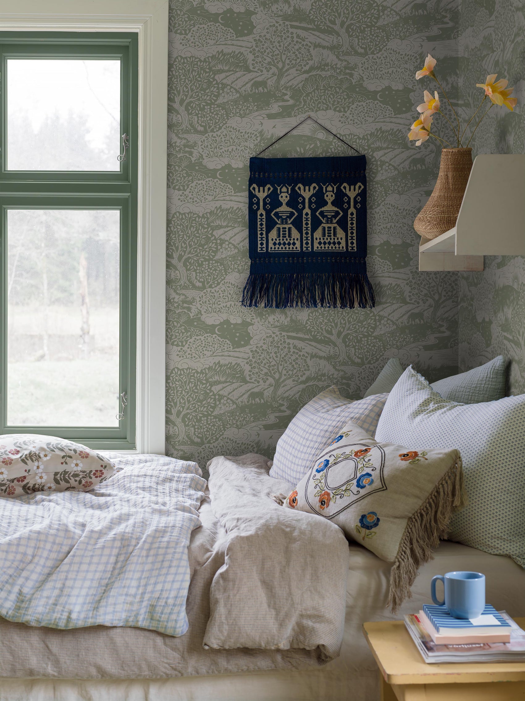 Groen Toile de Jouy - BS30-0158 - Image2 - Nordic Folks - 5830