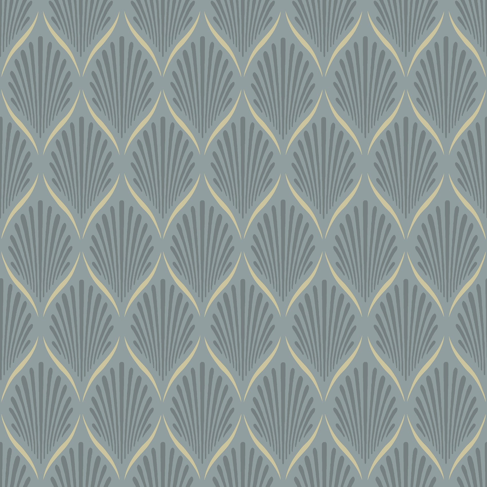 Blauw Art Deco - DU03-0681 - Image1 - Blommor & Blad - 681-03