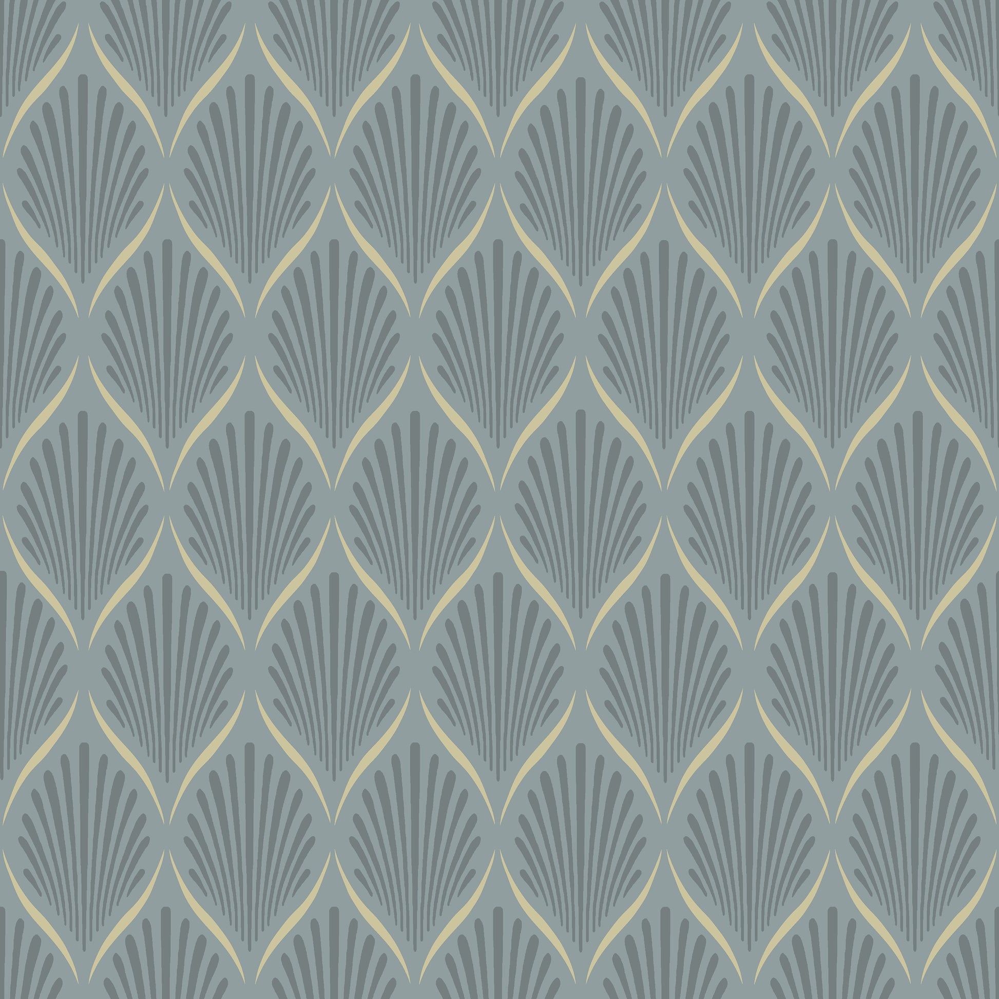 Blauw Art Deco - DU03-0681 - Image1 - Blommor & Blad - 681-03